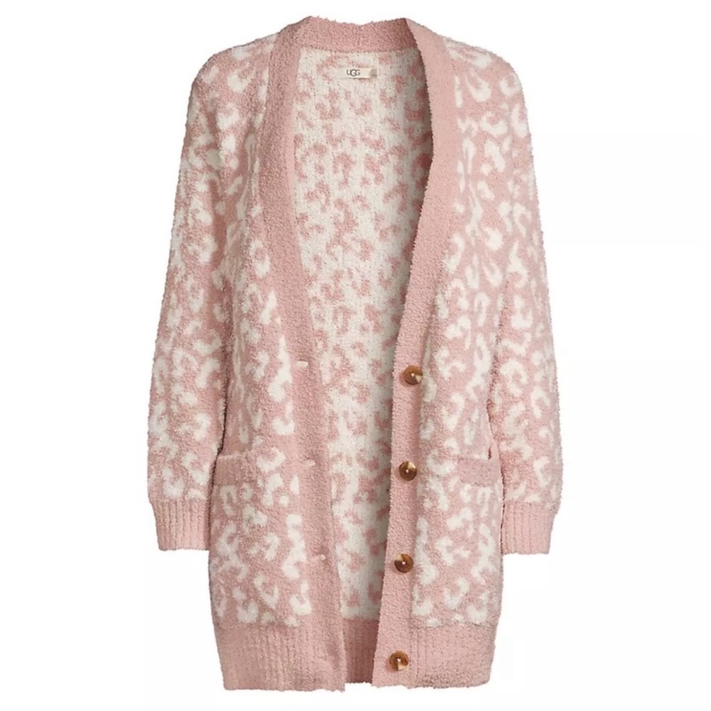 UGG Joselyn Pink Leopard Print Women's Cardigan/ Sweater